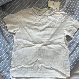 Fendi White Patterned Short Sleeve Tee